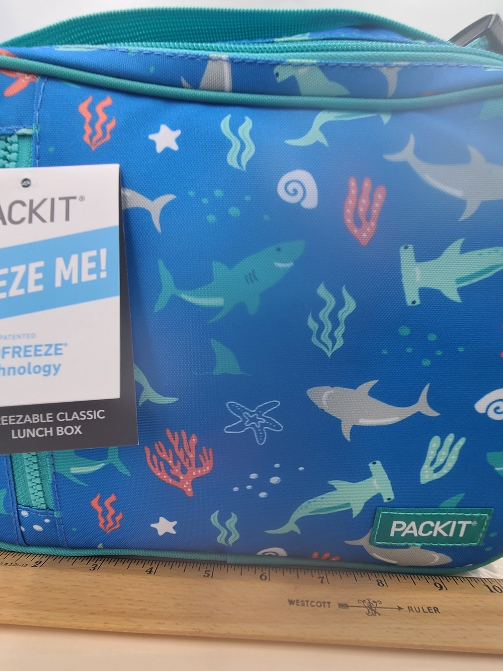 Kids' Blue Shark Print Swim Freezable Lunch Bag